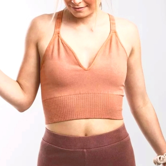 NEW Free People Movement Good Karma V Neck Crop Sports in Tan/Sand M/L - Picture 7 of 14